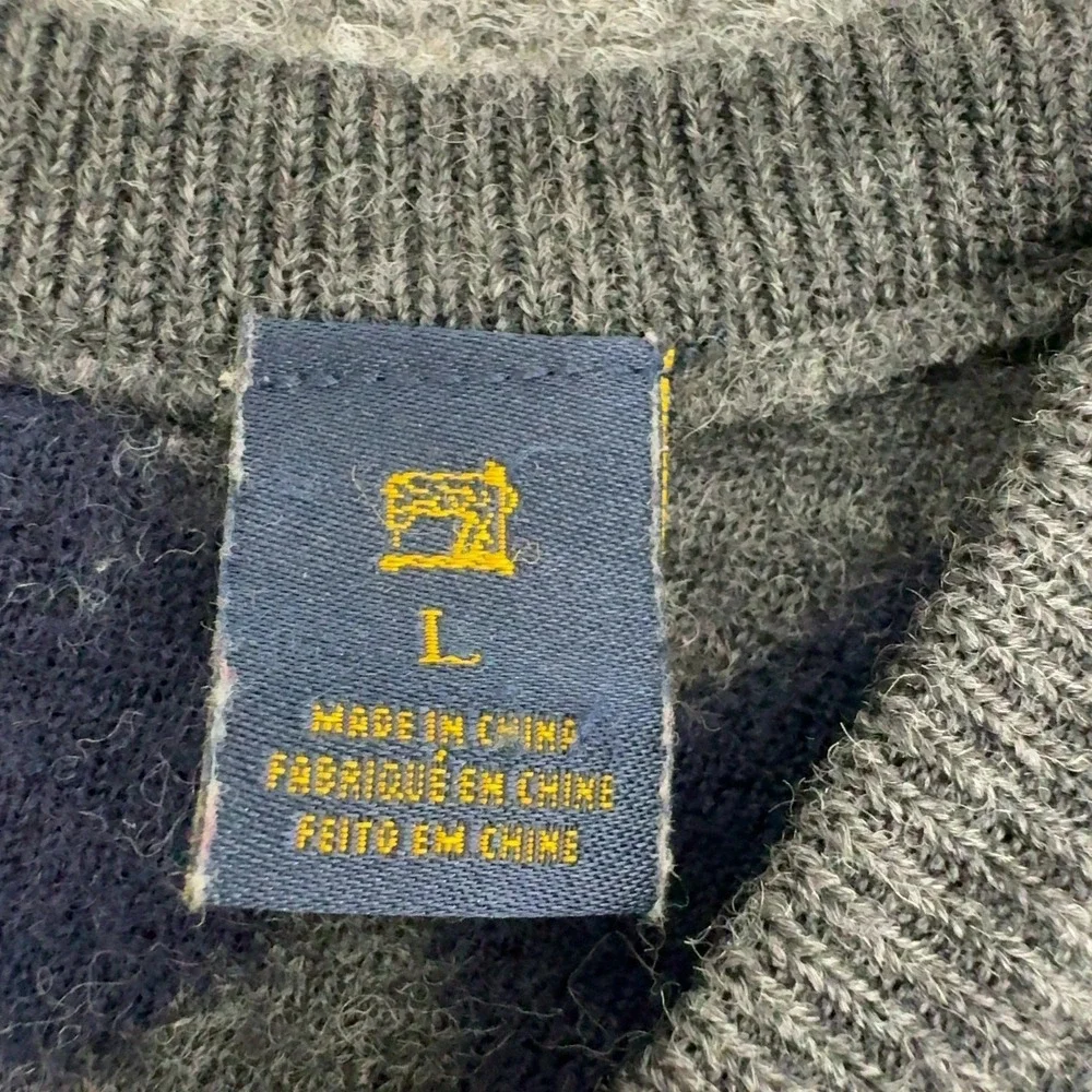 Scotch and Soda Sweater Men L Blue Grey Merino Wool Argyle Crewneck Preppy Style